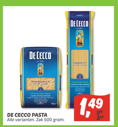 De Cecco   spaghetti, pasta folder aanbieding bij  Dekamarkt - details