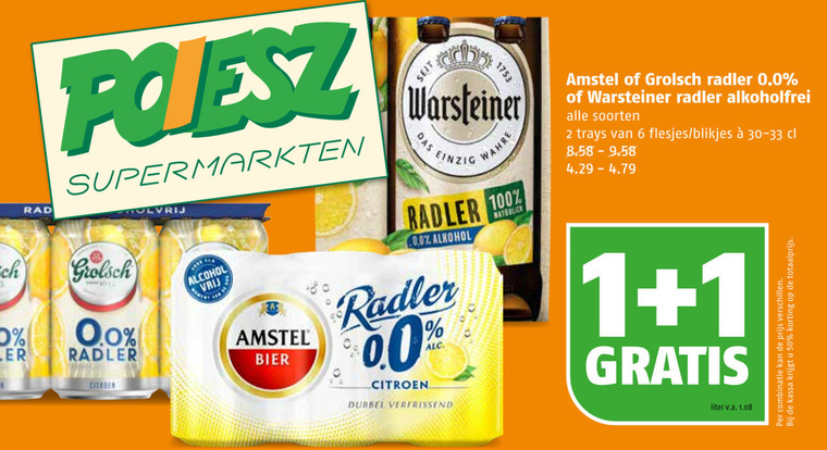 Warsteiner   radler bier folder aanbieding bij  Poiesz - details