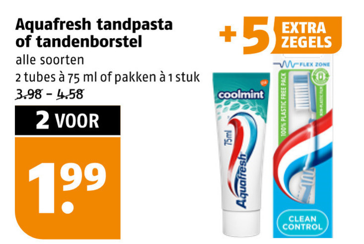 Aquafresh   tandenborstel, tandpasta folder aanbieding bij  Poiesz - details