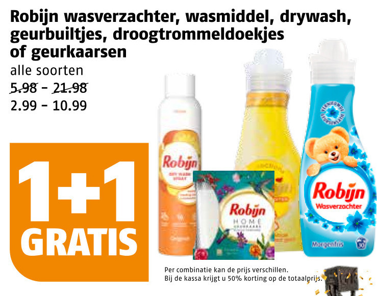 Robijn   geurbuiltje, droogtrommeldoekjes folder aanbieding bij  Poiesz - details