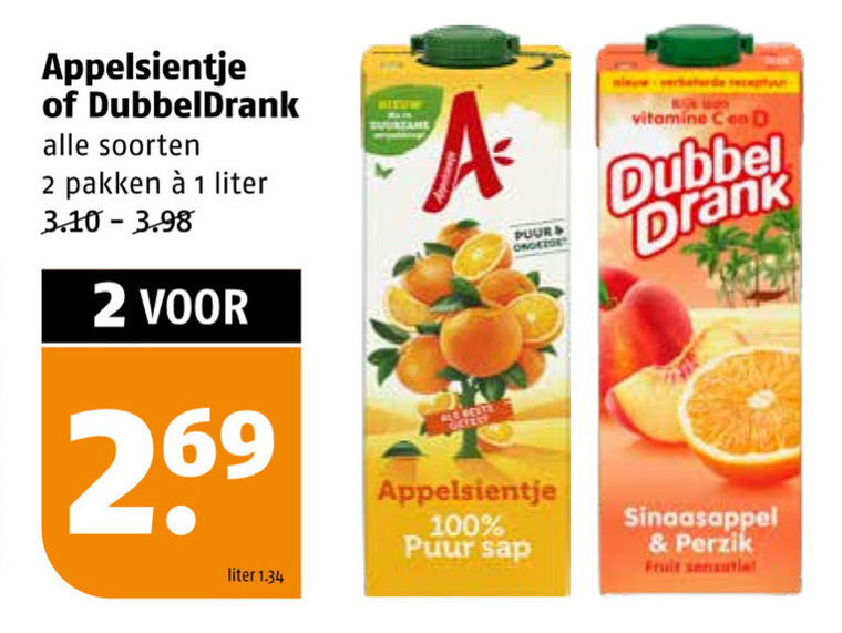 Dubbeldrank   fruitdrank folder aanbieding bij  Poiesz - details