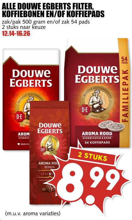 Douwe Egberts   koffiepad, koffiebonen folder aanbieding bij  MCD Supermarkt Basis - details