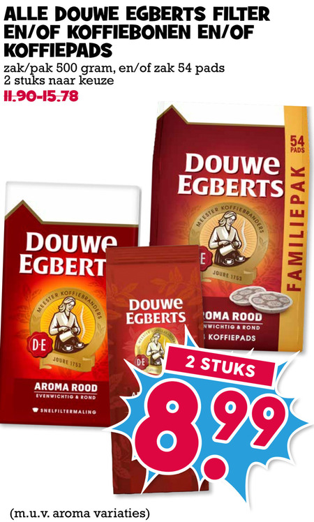 Douwe Egberts   koffiebonen, koffie folder aanbieding bij  Boons Markt - details