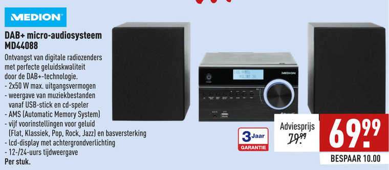 Medion   audiosysteem, dab radio folder aanbieding bij  Aldi - details