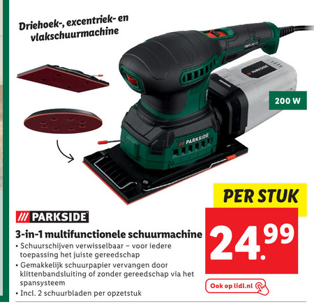 Parkside   schuurmachine folder aanbieding bij  Lidl - details