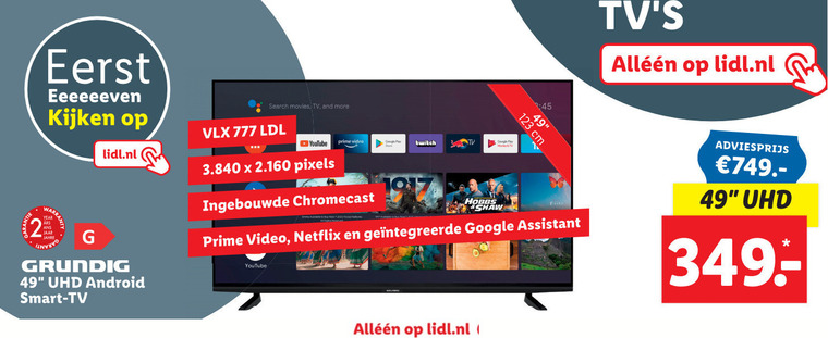 Grundig   4k ultrahd televisies folder aanbieding bij  Lidl - details