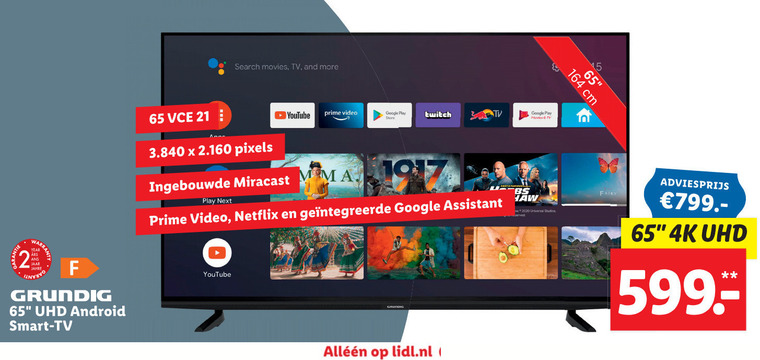 Grundig   4k ultrahd televisies folder aanbieding bij  Lidl - details