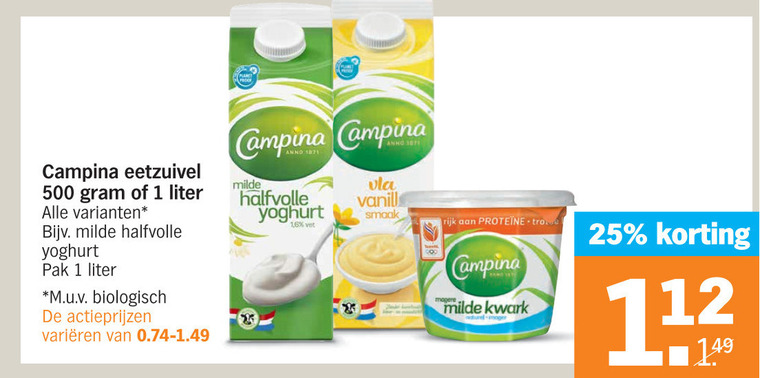 Campina   kwark, yoghurt folder aanbieding bij  Albert Heijn - details