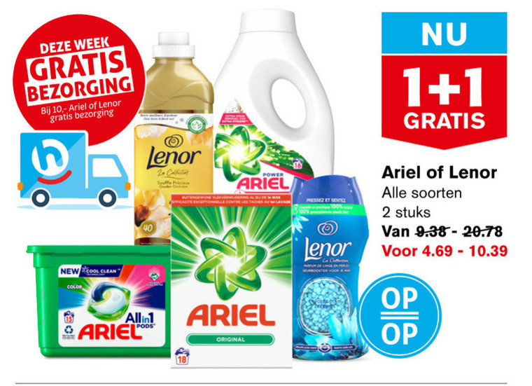 Lenor   wasverzachter, wasmiddel folder aanbieding bij  Hoogvliet - details