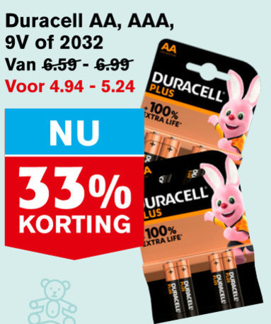 Duracell   batterij folder aanbieding bij  Hoogvliet - details