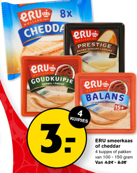 Eru   cheddar, smeerkaas folder aanbieding bij  Hoogvliet - details