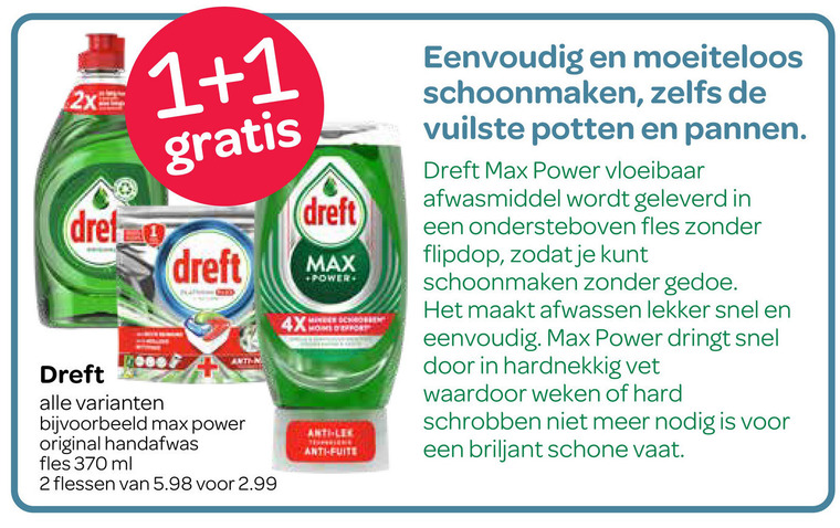 Dreft   afwasmiddel, vaatwasmiddel folder aanbieding bij  Spar - details