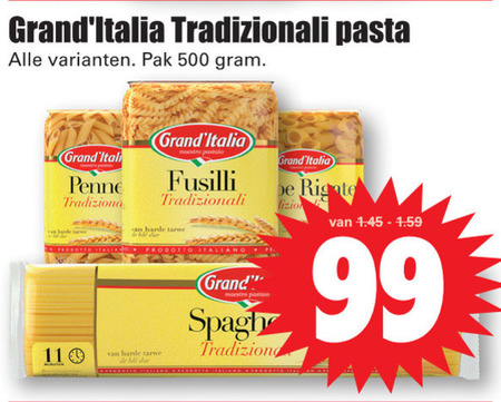 Grand Italia   pasta, fusilli folder aanbieding bij  Dirk - details