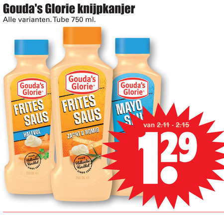 Goudas Glorie   fritessaus, mayonaise folder aanbieding bij  Dirk - details