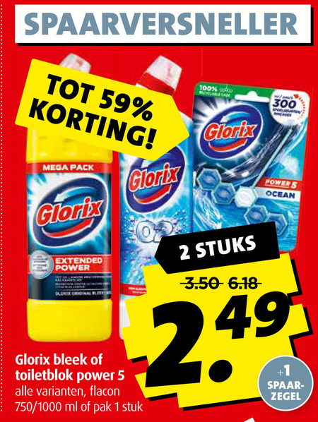 Glorix   bleekmiddel, toiletblok folder aanbieding bij  Boni - details