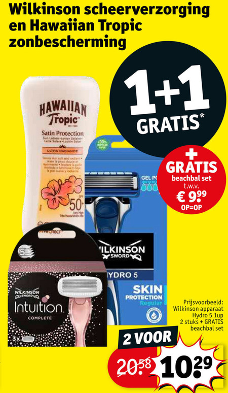 Wilkinson   dames scheermesje, zonnebrandolie folder aanbieding bij  Kruidvat - details