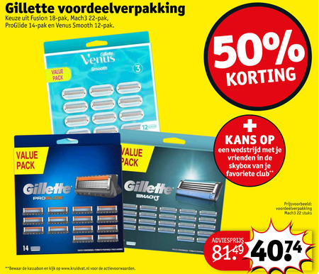 Gillette   scheermesjes folder aanbieding bij  Kruidvat - details