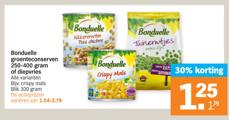 Bonduelle   groenteconserven folder aanbieding bij  Albert Heijn - details