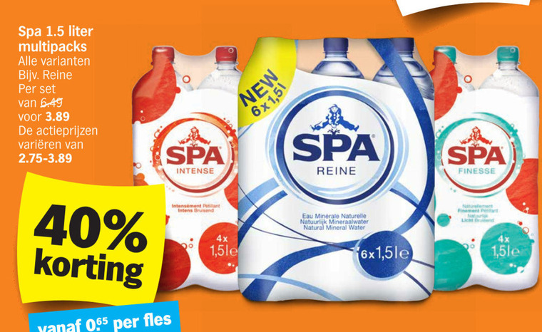 Spa   mineraalwater, fruitdrank folder aanbieding bij  Albert Heijn - details