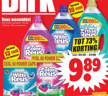 Witte Reus   wasmiddel folder aanbieding bij  Dirk - details