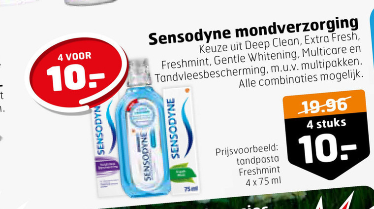 Sensodyne   tandpasta, mondwater folder aanbieding bij  Trekpleister - details