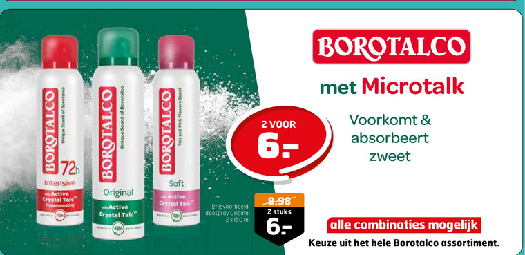 Borotalco   deodorant folder aanbieding bij  Trekpleister - details