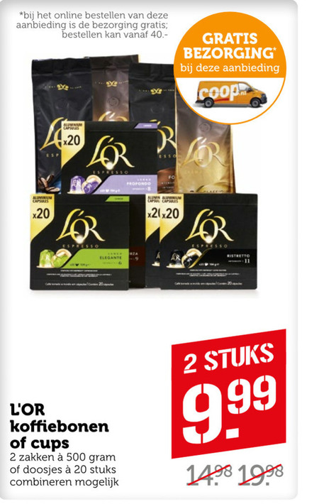 Douwe Egberts L Or   koffiebonen, koffiecups folder aanbieding bij  Coop - details