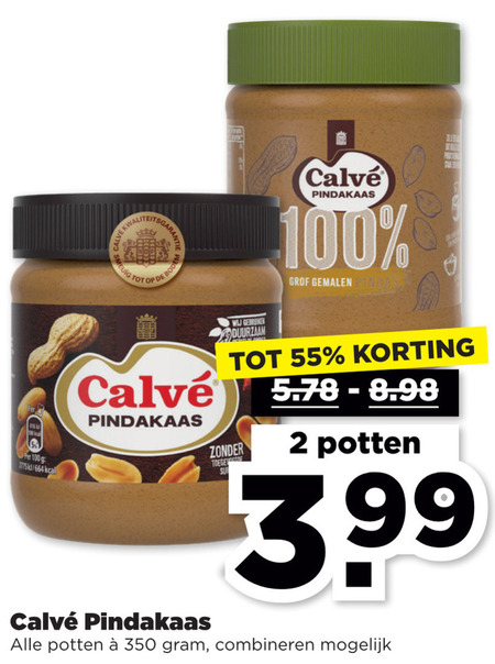 Calve   pindakaas folder aanbieding bij  Plus - details