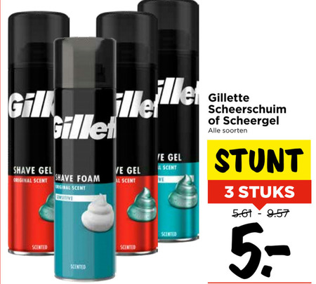 Gillette   scheerschuim, scheergel folder aanbieding bij  Vomar - details