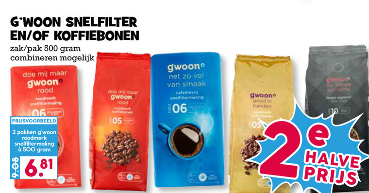 Gwoon   koffiebonen, koffie folder aanbieding bij  Boons Markt - details