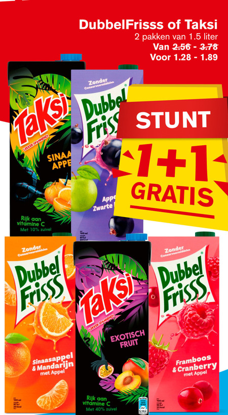 Dubbelfrisss   fruitdrank folder aanbieding bij  Hoogvliet - details