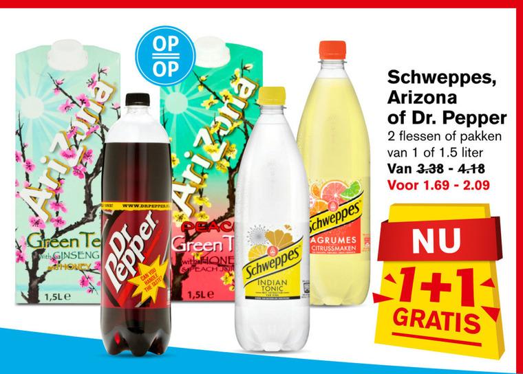 Schweppes   frisdrank, ice tea folder aanbieding bij  Hoogvliet - details