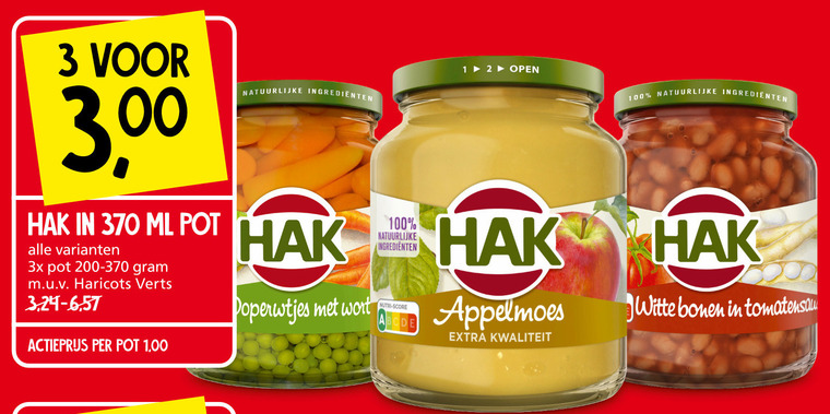 Hak   appelmoes, groenteconserven folder aanbieding bij  Jan Linders - details