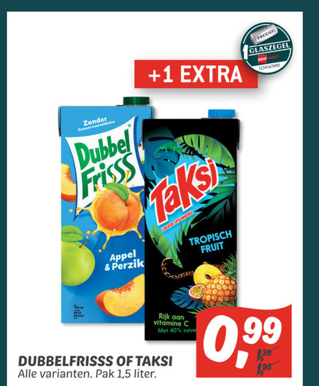 Dubbelfrisss   fruitdrank folder aanbieding bij  Dekamarkt - details