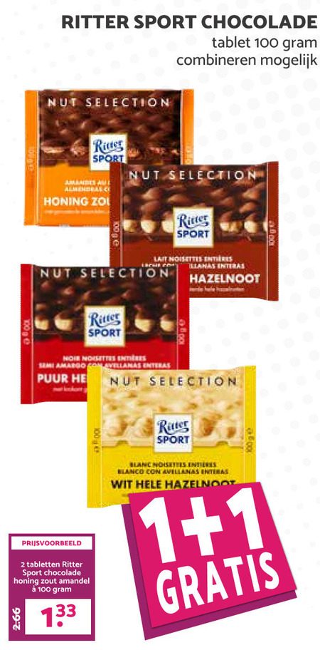 Ritter Sport   chocolade folder aanbieding bij  MCD Supermarkt Basis - details