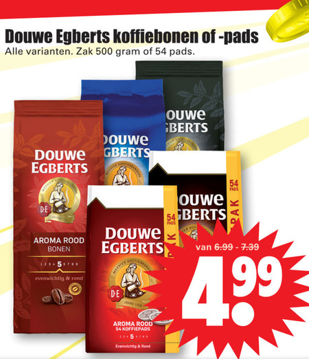 Douwe Egberts   koffiepad, koffiebonen folder aanbieding bij  Dirk - details