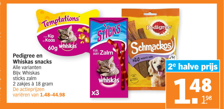 Pedigree   kattensnacks, hondensnacks folder aanbieding bij  Albert Heijn - details