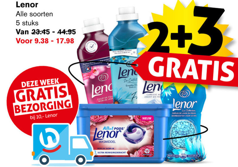 Lenor   wasmiddel folder aanbieding bij  Hoogvliet - details