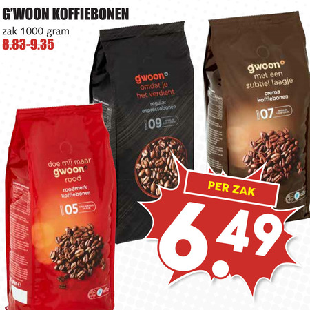 Gwoon   koffiebonen folder aanbieding bij  MCD Supermarkt Basis - details