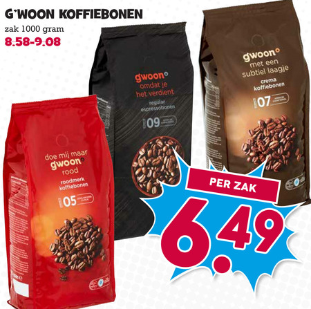 Gwoon   koffiebonen folder aanbieding bij  Boons Markt - details