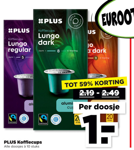 Plus Huismerk   koffiecups folder aanbieding bij  Plus - details