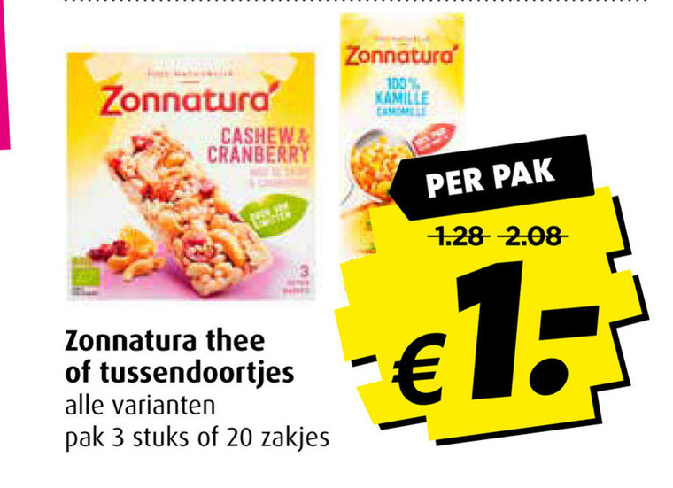 Zonnatura   mueslireep, thee folder aanbieding bij  Boni - details