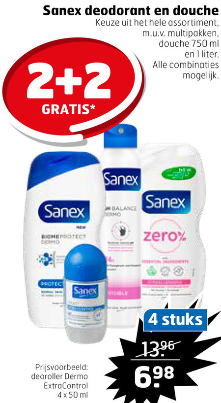 Sanex   douchegel, deodorant folder aanbieding bij  Trekpleister - details