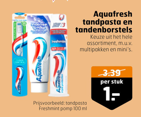 Aquafresh   tandpasta, tandenborstel folder aanbieding bij  Trekpleister - details