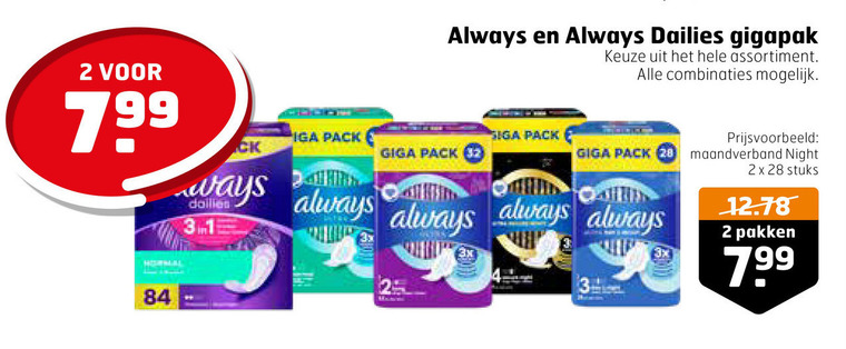 Always   maandverband folder aanbieding bij  Trekpleister - details