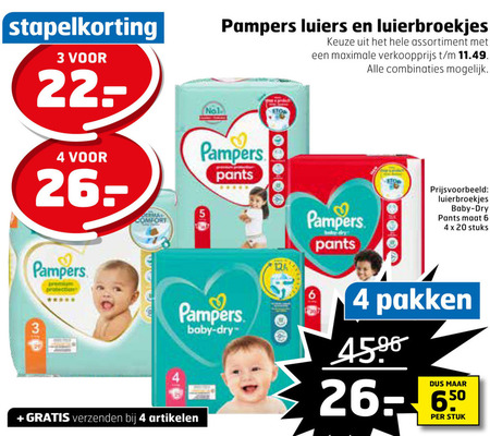 Pampers   luiers, luierbroekjes folder aanbieding bij  Trekpleister - details