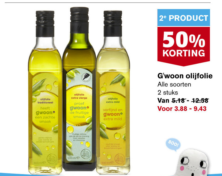 Gwoon   olijfolie folder aanbieding bij  Hoogvliet - details