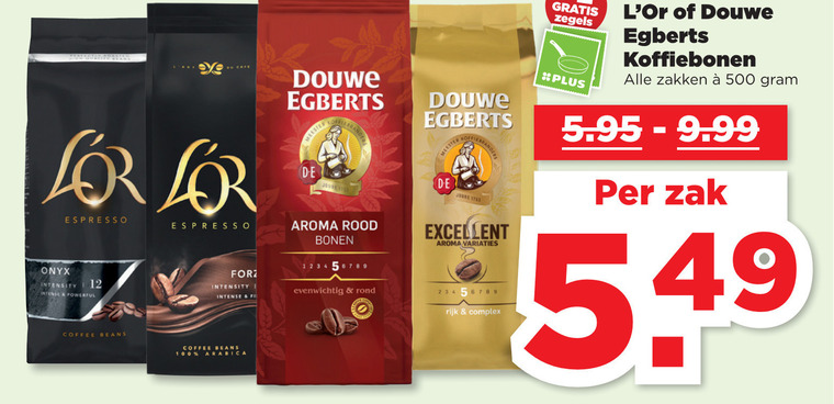 Douwe Egberts L Or   koffiebonen folder aanbieding bij  Plus - details