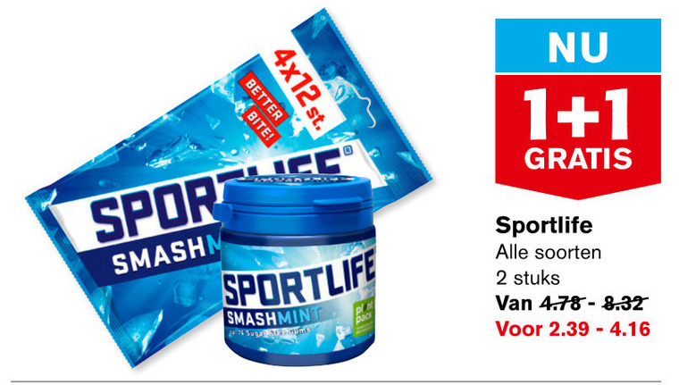 Sportlife   kauwgom folder aanbieding bij  Hoogvliet - details