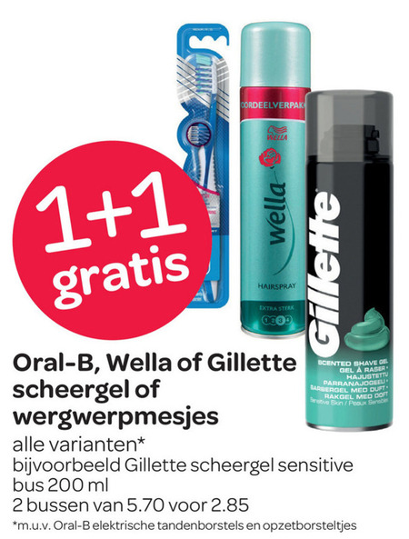 Gillette   tandpasta, scheergel folder aanbieding bij  Spar - details